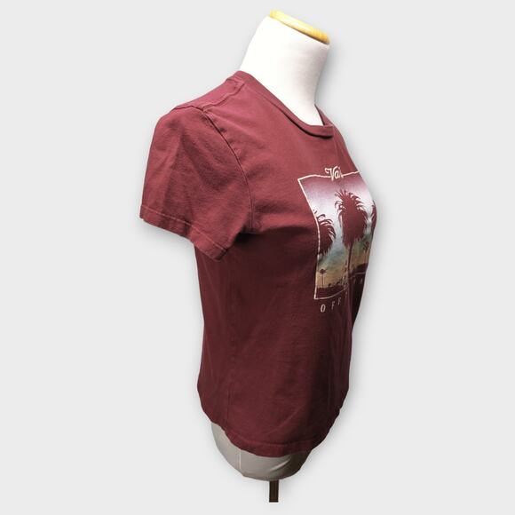 Women's Vans Off The Wall Maroon Palm Tree Shirt Size Small - Picture 6 of 7
